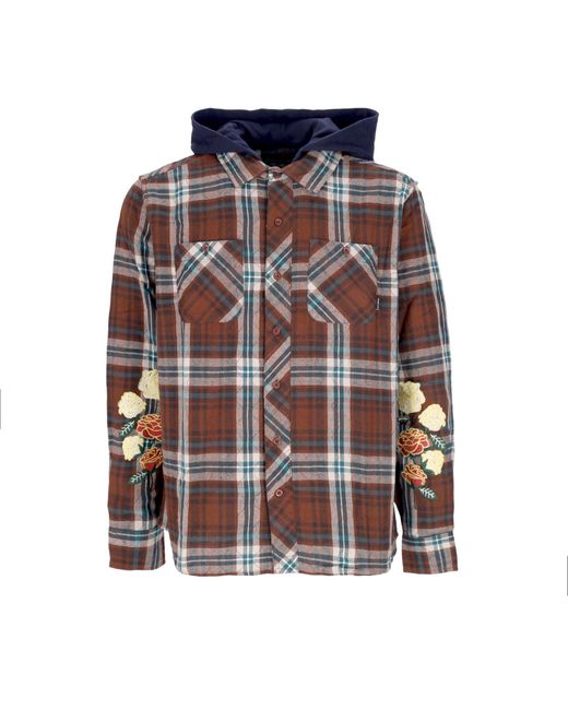 Primitive Skateboarding Layne Herren Langarm-Kapuzenhemd Two-Fer Flannel in Blue für Herren