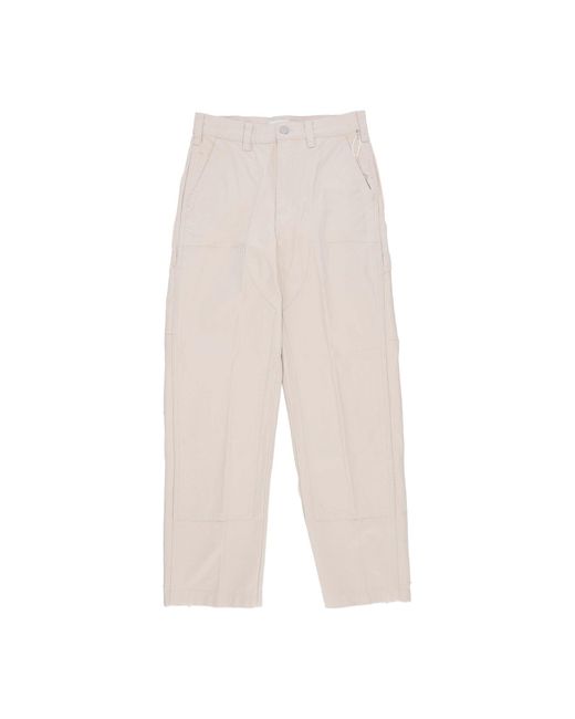 Obey White Long Big Timer Twill Double Knee Carpenter Pant for men