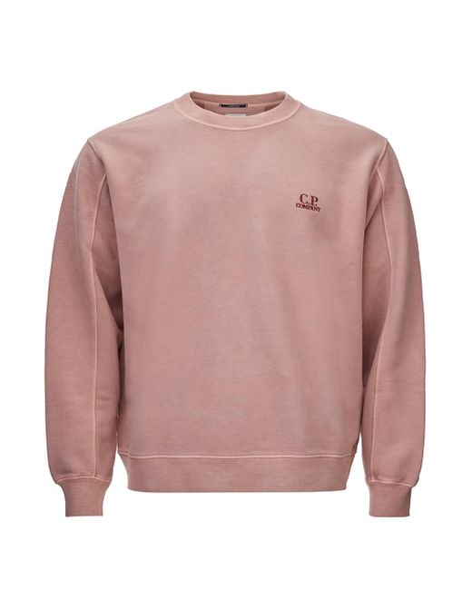C P Company Embroidered Cotton Sweatshirt With Logo – Powder Pink for men