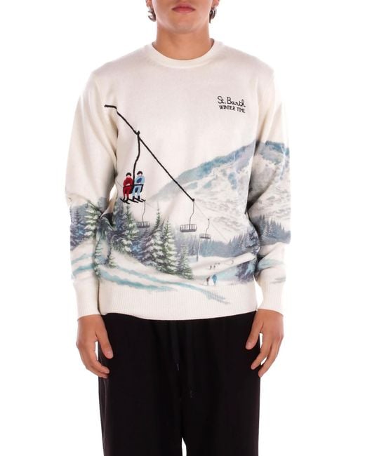Mc2 Saint Barth Men's Gray Sweaters Cream