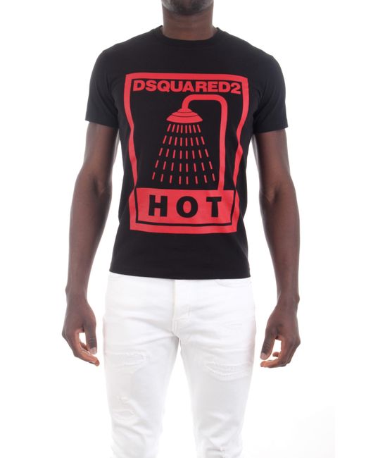 DSquared² Schwarzes Maxi-T-Shirt Mit 'Hot'-Aufdruck in Red für Herren