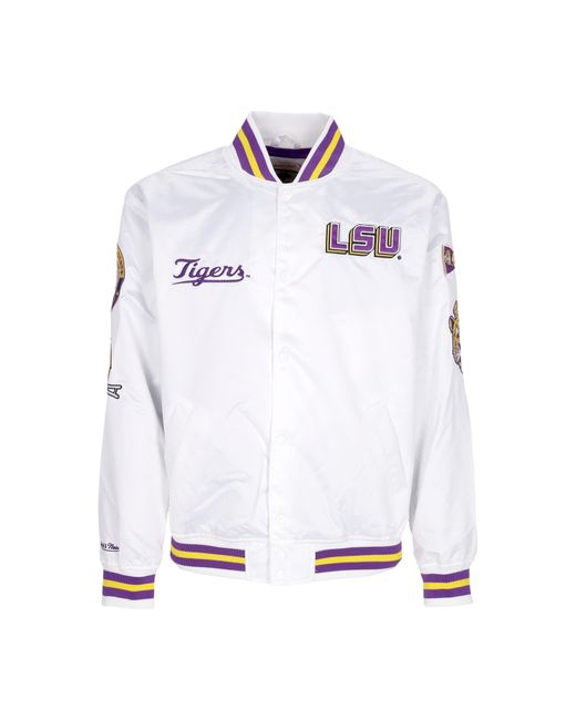 Mitchell &amp; Ness Herren Bomberjacke Ncaa Hometown Lw Satinjacke Loutig in White für Herren