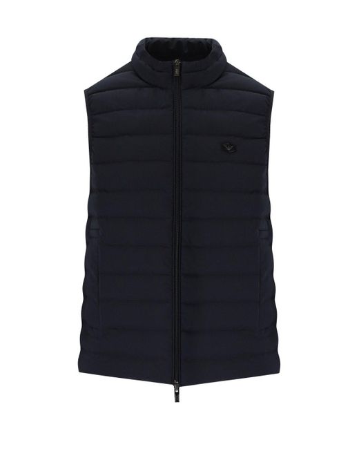 Emporio Armani Blue Quilted Vest Essential for men