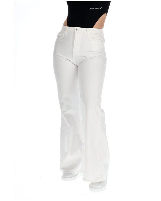 Pantalon Evase Avec Etiquette hinnominate en coloris White