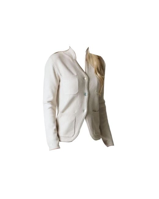 White Wise Women's Natural Cardigan With Pockets 18144