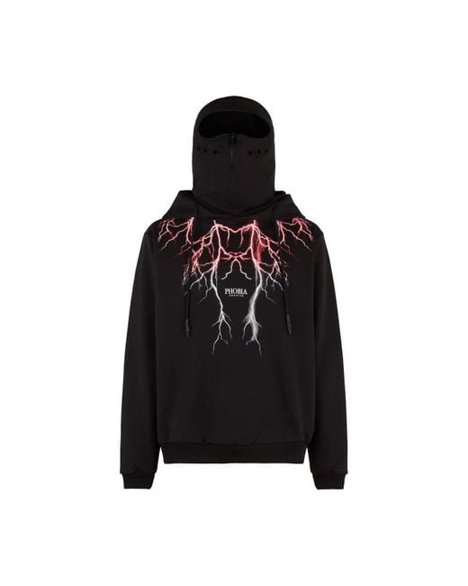 Phobia Lichtgewicht Hoodie Lightning Balaclava Hoodie Zwart/Rood/Grijs in het Black voor heren