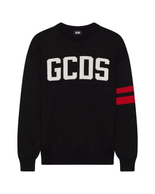 Gcds Black Sweater Logo Regular Sweater for men