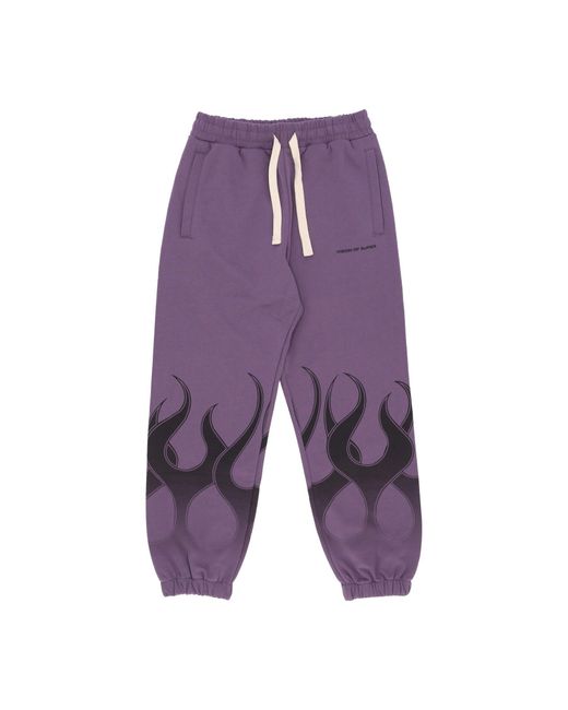 Vision Of Super Purple Lightweight 'Tracksuit Pants Flames Pants for men