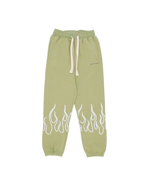 Vision Of Super Green Lightweight 'Tracksuit Pants Embroidery Flame Pants for men