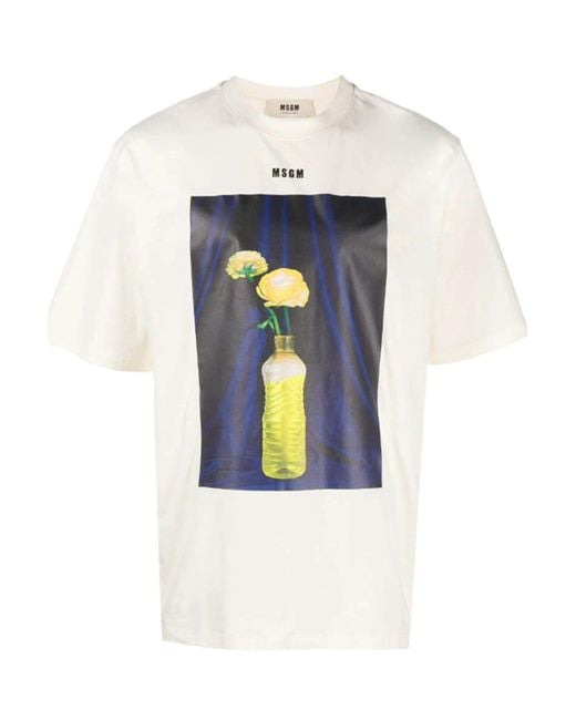 MSGM Blue T-Shirts And Polos