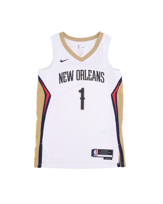 Nike White Basketball Tank Top Nba Dri-Fit Swingman Jersey Association 2022/23 No 1 Zion Williamson Neopel for men