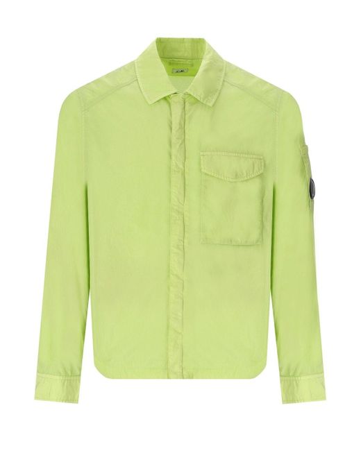 C P Company Green Chrome-r Pocket White Pear Overshirt for men