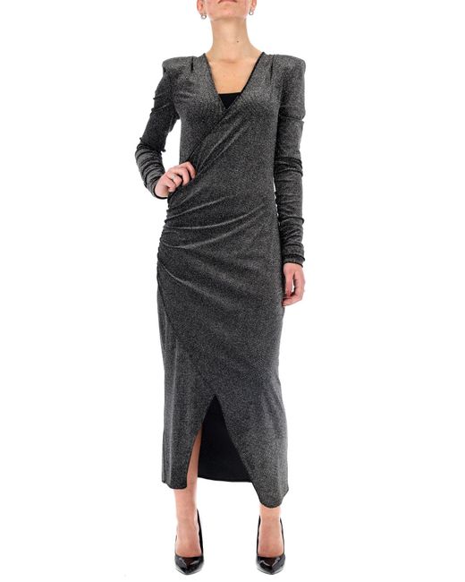 Patrizia Pepe Black Velvet Jersey Dress With Micro Printing Glitter Woman 2a2446-j049