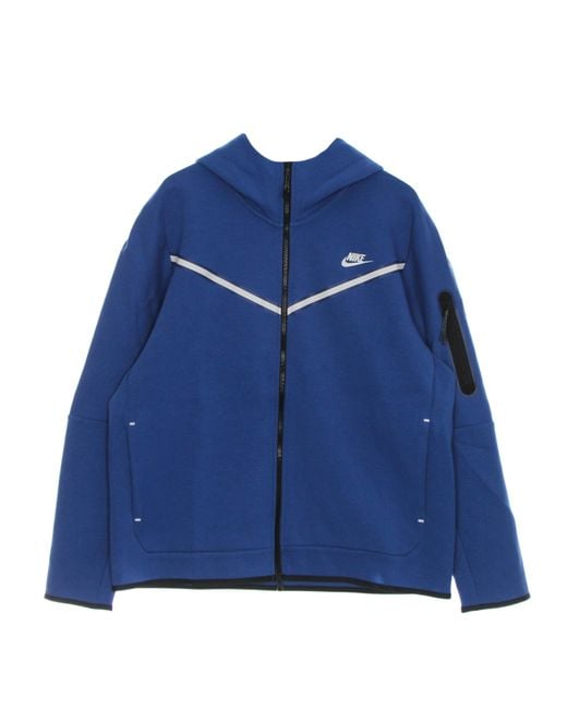 Nike Blue Lightweight Hooded Sweatshirt With Zip Sportswear Tech Fleece Hoodie Dk Marina/Light Bone for men