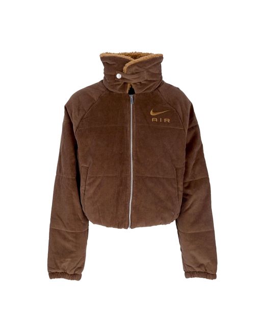 Nike Brown Short Jacket Sportswear Air Therma-Fit Corduroy Winter Jacket Cacao Wow/Ale/Ale