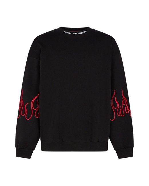 Vision Of Super Black 'Lightweight Crewneck Sweatshirt Embroidered Flames Crewneck for men