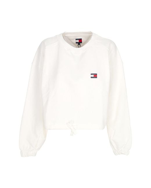 Tommy Hilfiger White Lightweight Crewneck Short Sleeve W Detail Badge Crewneck