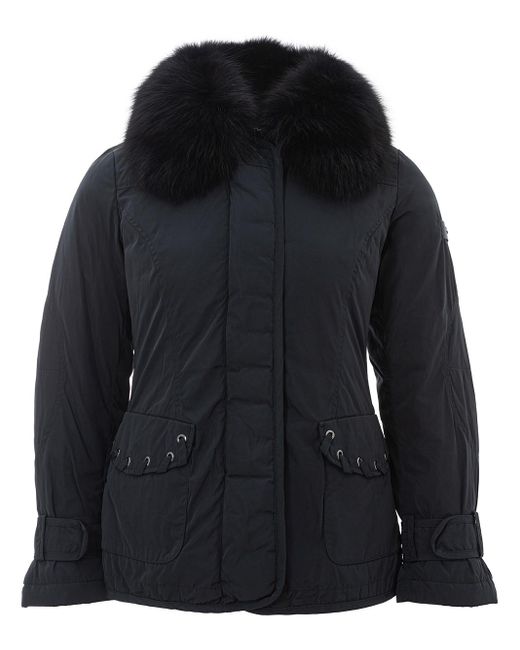 Peuterey Black Padded Jacket With Fur Collar