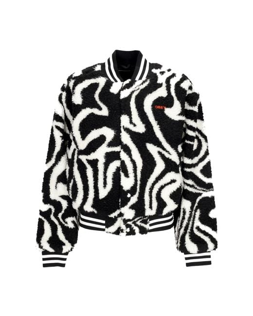 Obey Black Teddy Bear Mazy Varsity Jacket