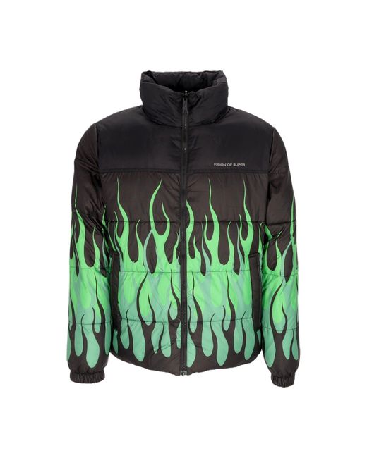 Vision Of Super Green Flames Jacket Down Jacket for men