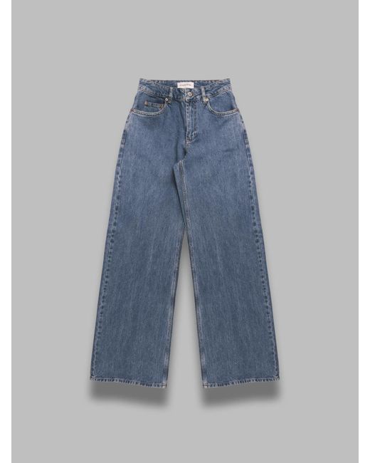 MARINE SERRE Blue Moon Laser Wash Denim High Waist Flare Jeans