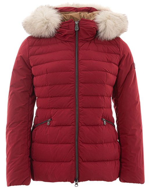 Peuterey Red Padded Jacket With Fur Collar