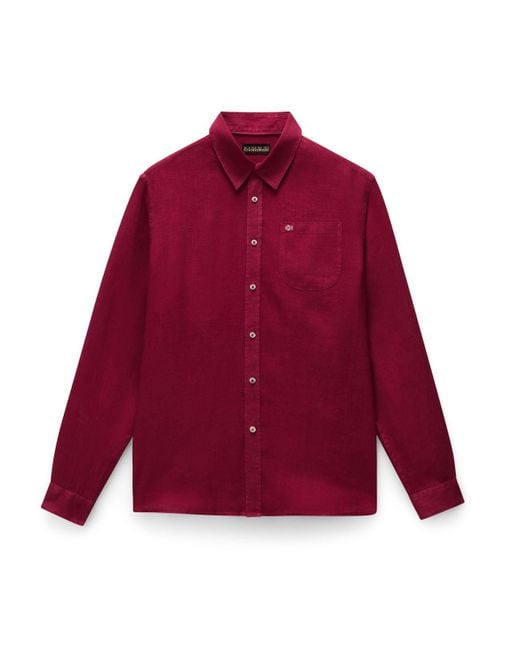 Napapijri Hemden Mann G-Linen Ls Np0A4Hq2 R1E1 in Red für Herren