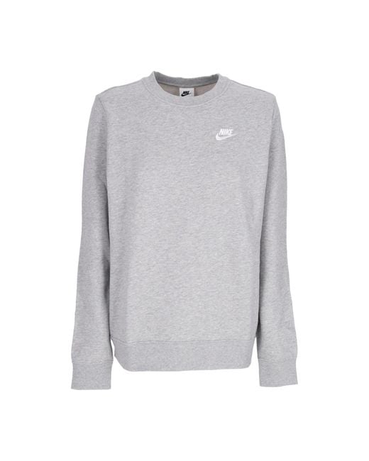 Nike Gray W Club Fleece Crewneck Sweatshirt Dk Heather