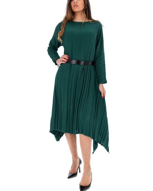 Pierantonio Gaspari Green Fliessendes Kleid Mit Plissee Grun