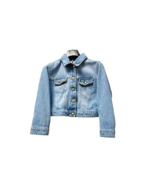 Trash and Luxury Blue Short Jeans Jacket With Applications