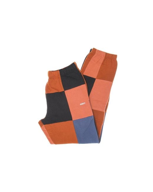 Obey Mozaiek Sweatpants in het Orange voor heren