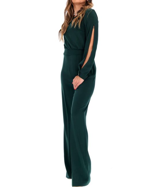 Annarita N. Green Jumpsuit With Cut Out On The Sleeve Dark