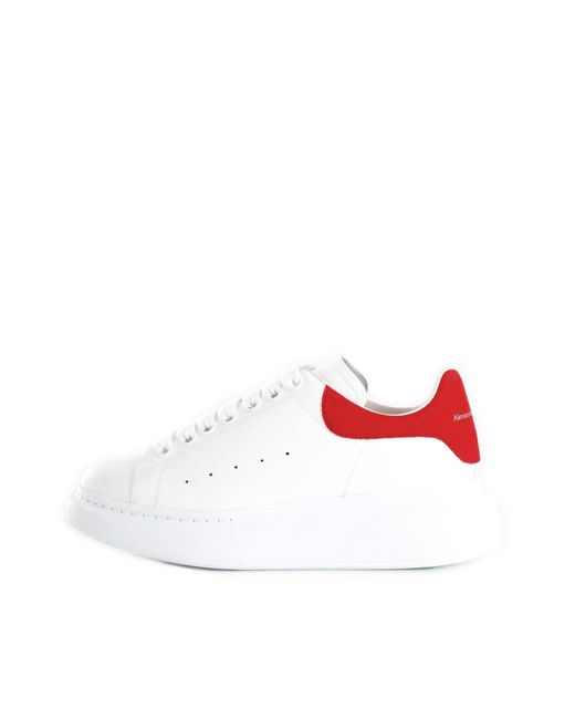 Alexander McQueen White 553770Whgp Oversized Leather Sneakers With Contrasting Logo Print