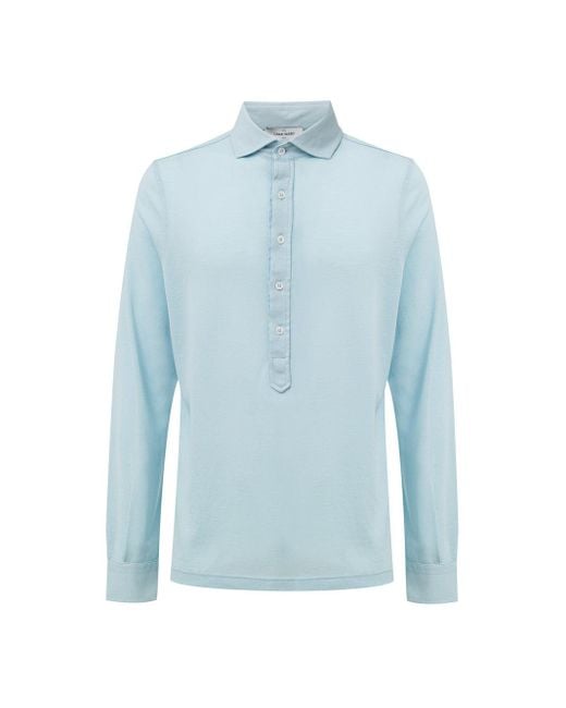 Polo En Piquet En Long Sleeves Gran Sasso de hombre de color Blue