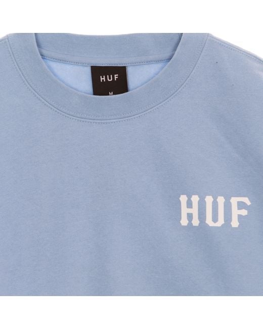 Sudadera Con Cuello Redondo Hombre Essentials Classic H Crew Azul Claro Huf de hombre de color Blue