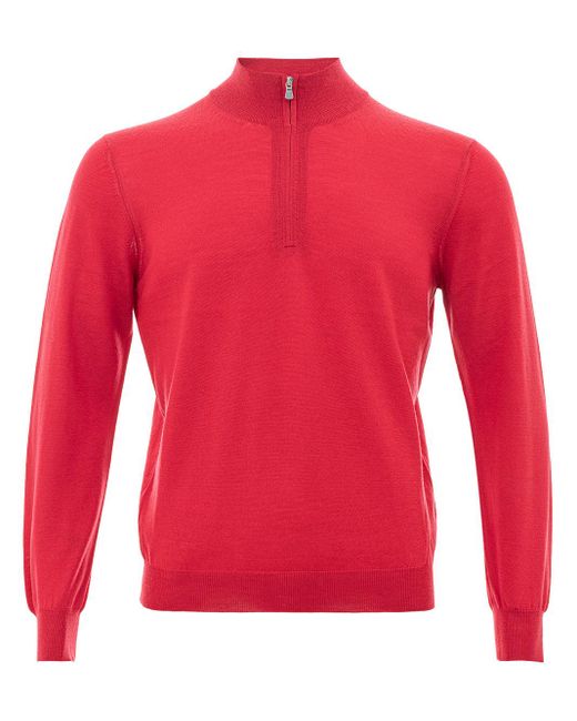 Gran Sasso Lupetto Cyclone Mesh Met Halve Zip in het Red voor heren