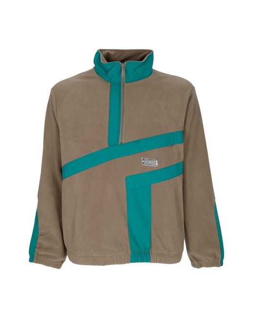Sudadera Con Cuello Alto Y Forro Polar Con Cremallera De Un Cuarto Para Hombre En Color Verde Oliva Huf de hombre de color Blue
