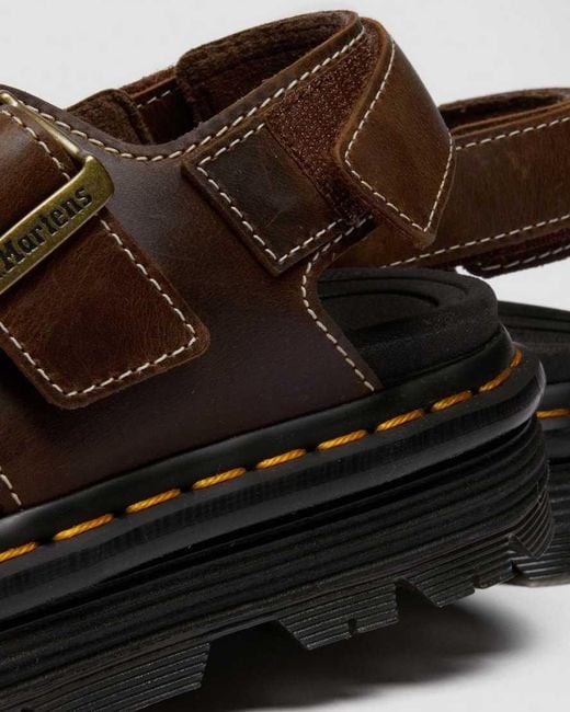 Dr. Martens Brown Zebzag Crazy Horse Leather Sandals for men