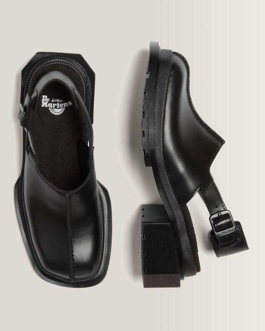 Dr. Martens Black Maybole Square Toe Leather Mules