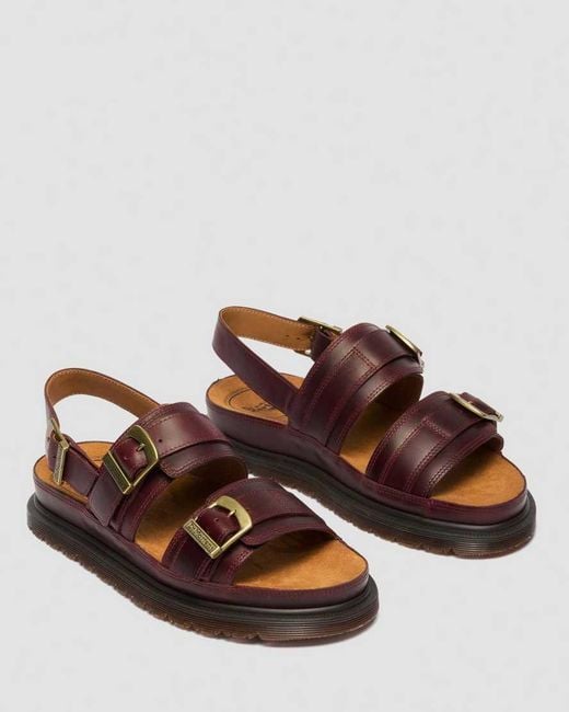 Dr. Martens Brown San Two Strap Leather Sandals for men