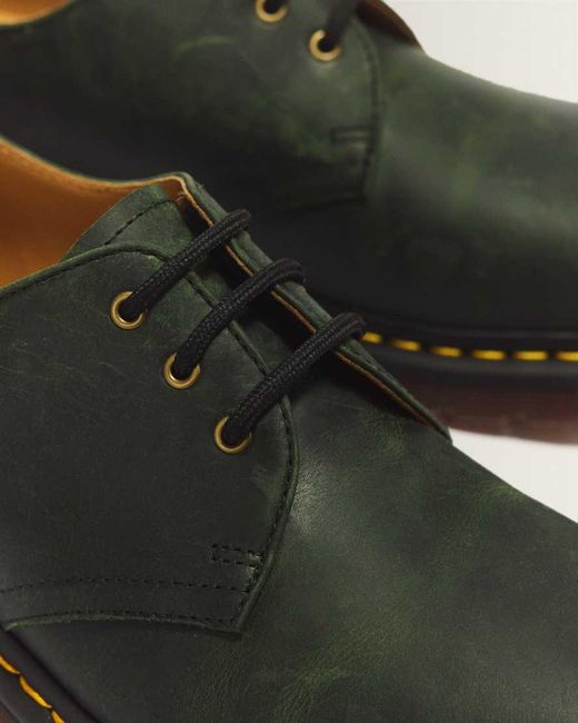 Dr. Martens Green 1461 Eye Crazy Horse Leather Lace Up Shoes for men