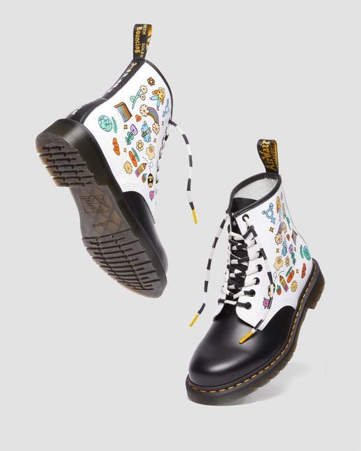 Dr. Martens Black Leather 1460 Wednesday Holmes Pride Smooth Boots, Size: 3 for men