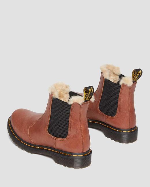 Dr. Martens Brown 2976 Leonore Faux Fur-Lined Chelsea Boots