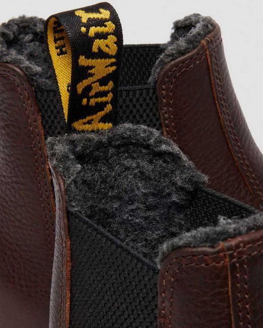 Dr. Martens Black 2976 Faux Fur Lined Grizzly Leather Chelsea Boots for men