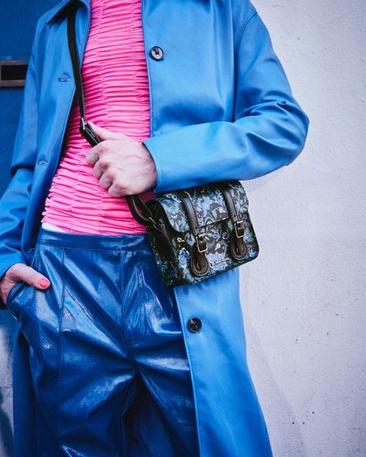 Dr. Martens 7 Inch Floral Leather Crossbody Bag in Blue for Men