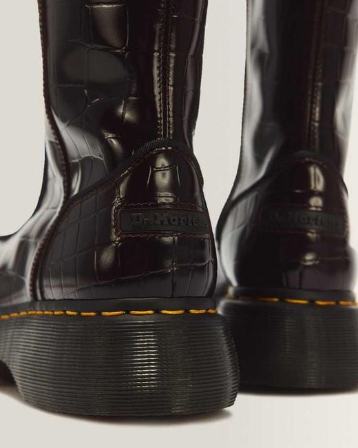 Dr. Martens Black Buzz Hi Croc Emboss Leather Boots