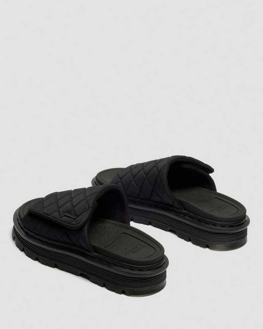 Dr. Martens Black Zebzag Quilted Canvas Platform Slides