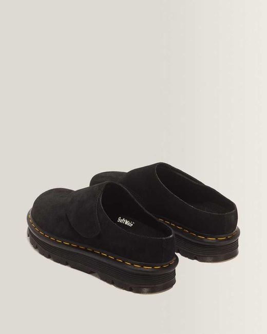 Dr. Martens Black Zebzag Anywair Suede Mules