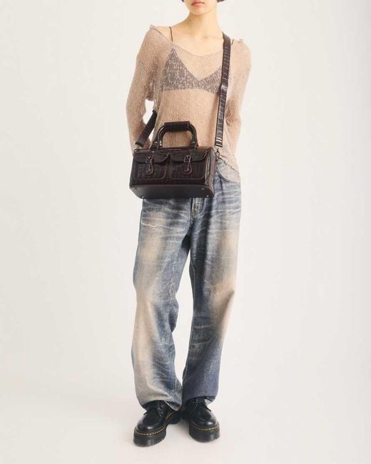 Dr. Martens Black Top Handle Croc Emboss Leather Bag