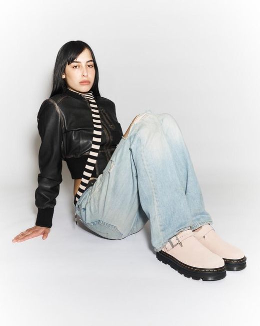 Dr. Martens White Zebzag Suede Casual Slingback Platform Mules for men